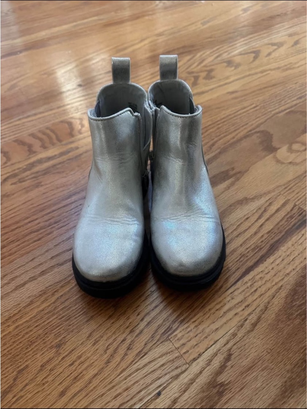 Silver Metallic Chelsea Boots - Pull Tab Ankle Boots size 13